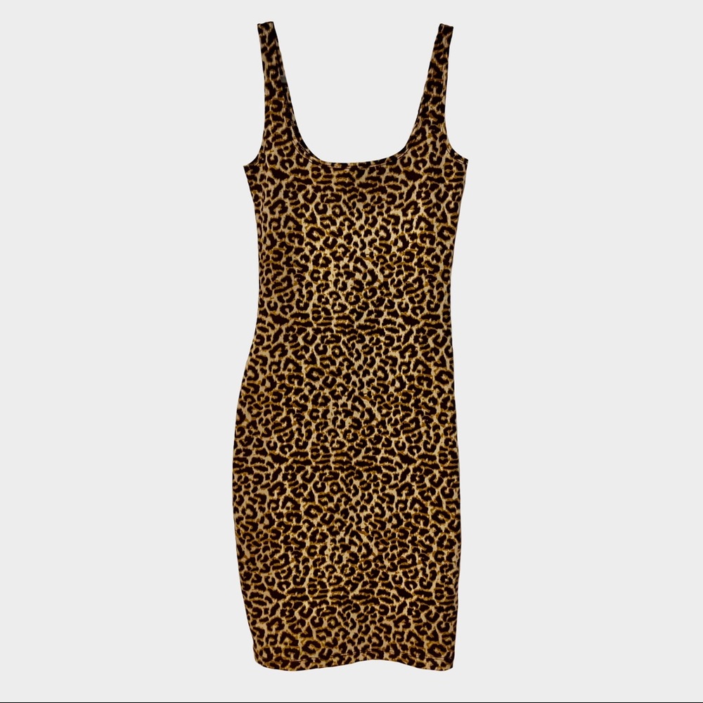 Cotton On scoop neck bodycon midi dress cheetah/leopard print